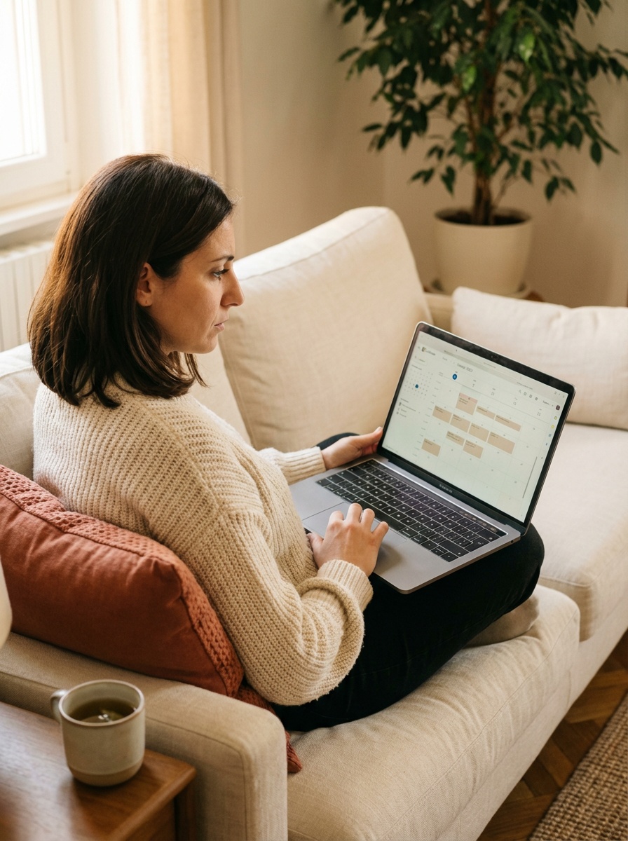 Cliente in sessione olistica dal salotto di casa